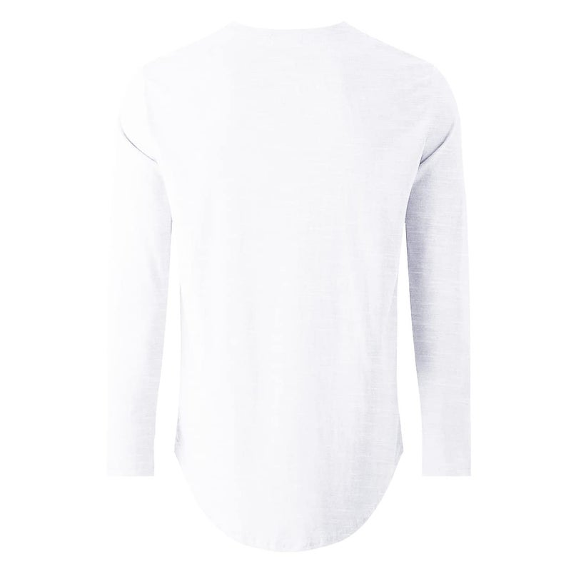 LIWEIKE Mens Hipster Hip Hop Longline Crewneck T-Shirt (White, Large) - Image 4